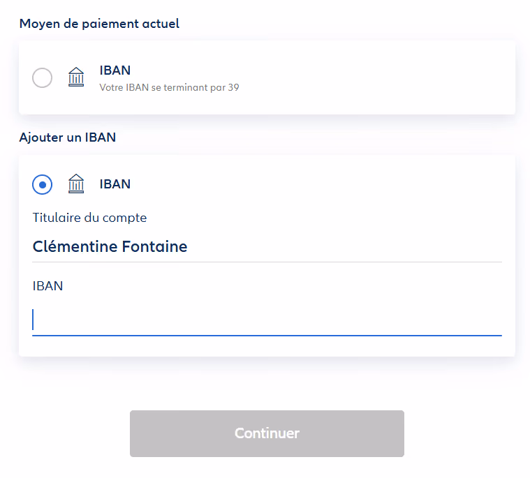 Gérer moyen de paiement