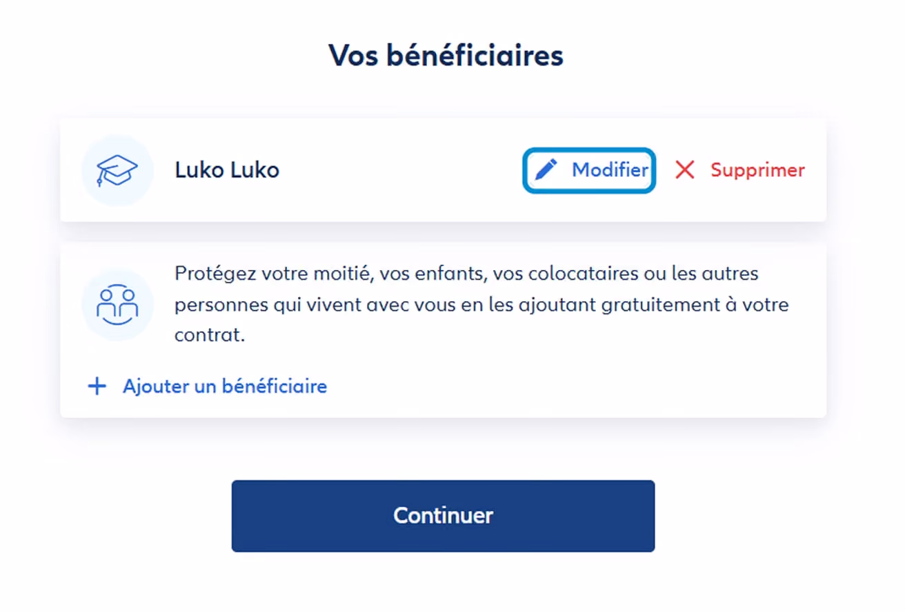 Aide modifier contrat