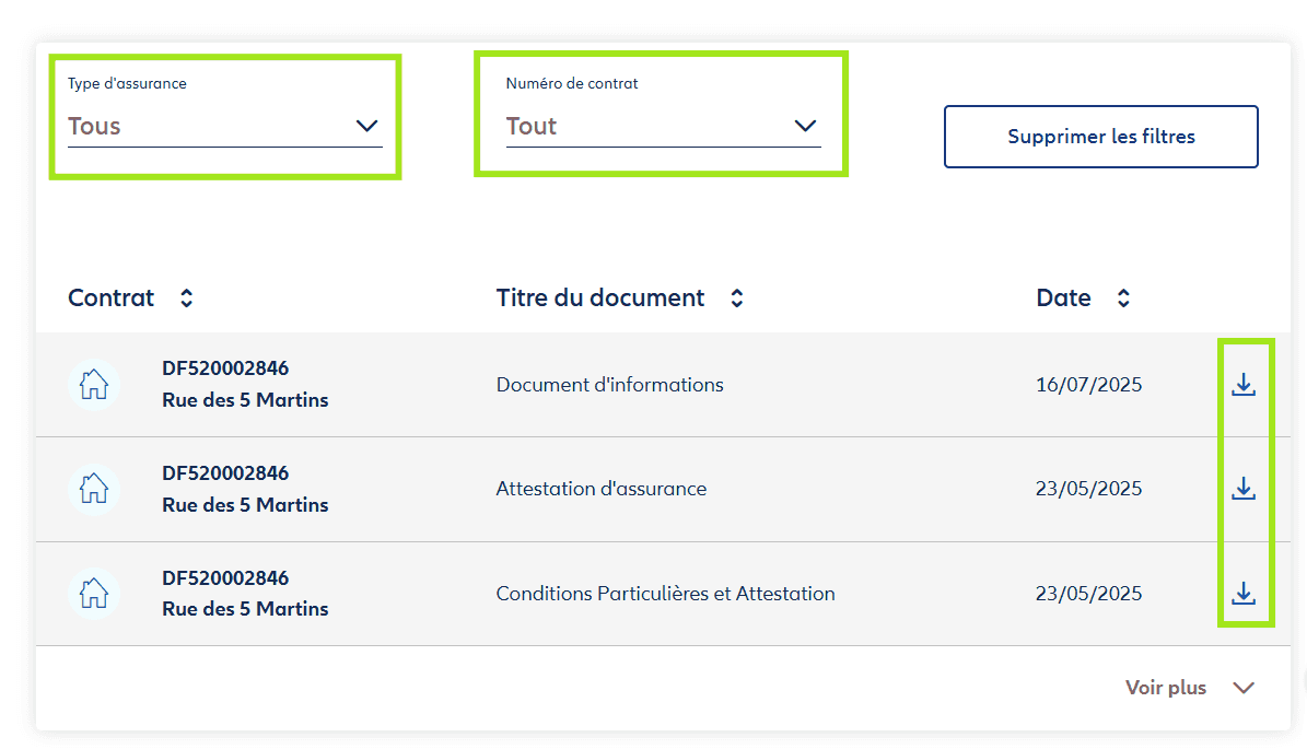 Aide vos documents