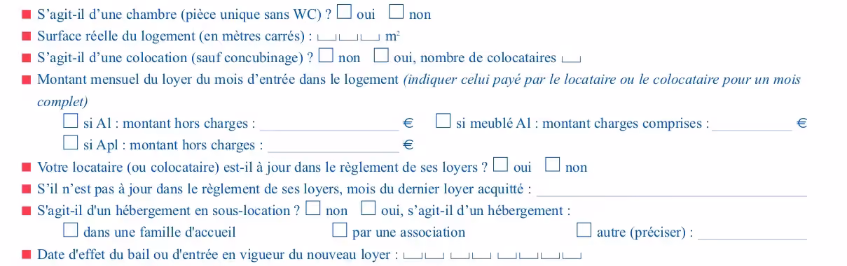 CAF caractéristiques logement montant loyer