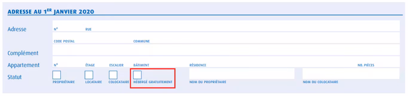 Impôts : déclaration d'hébergement à titre gratuit
