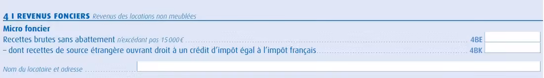 Déclaration revenus fonciers case 4BK